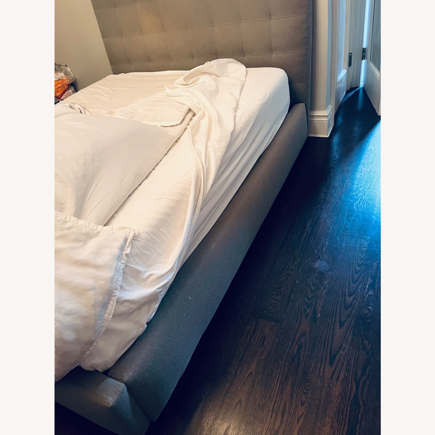 Room & Board Light Gray Fabric Queen Bed - image-2