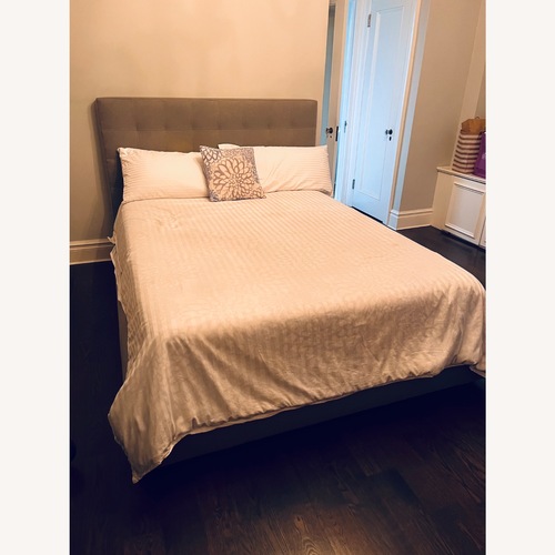 Used Room & Board Light Gray Fabric Queen Bed for sale on AptDeco