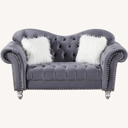 Used Morden Fort Velvet Chesterfield Lovesaet for sale on AptDeco