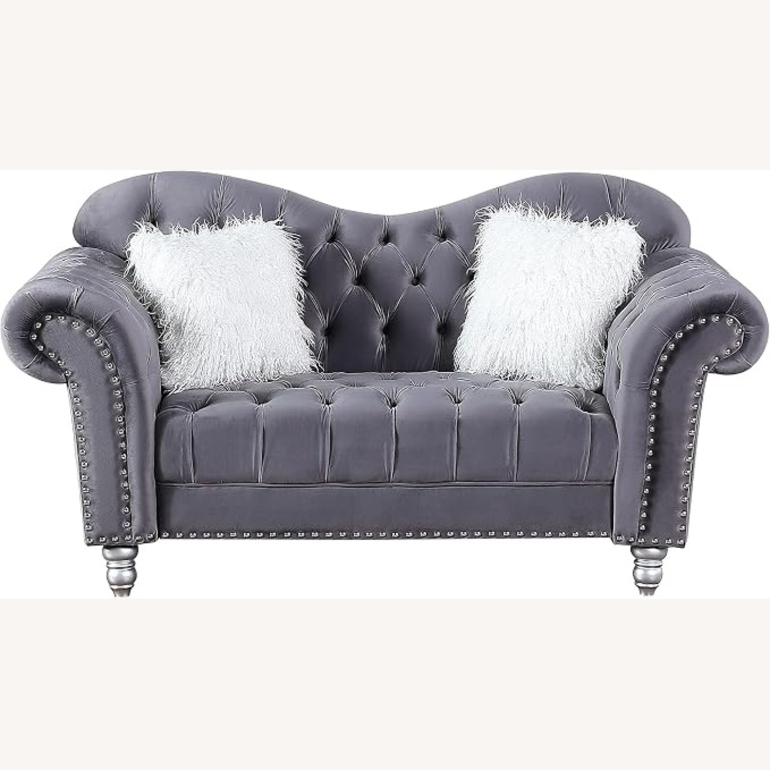 Morden Fort Velvet Chesterfield Lovesaet - image-4
