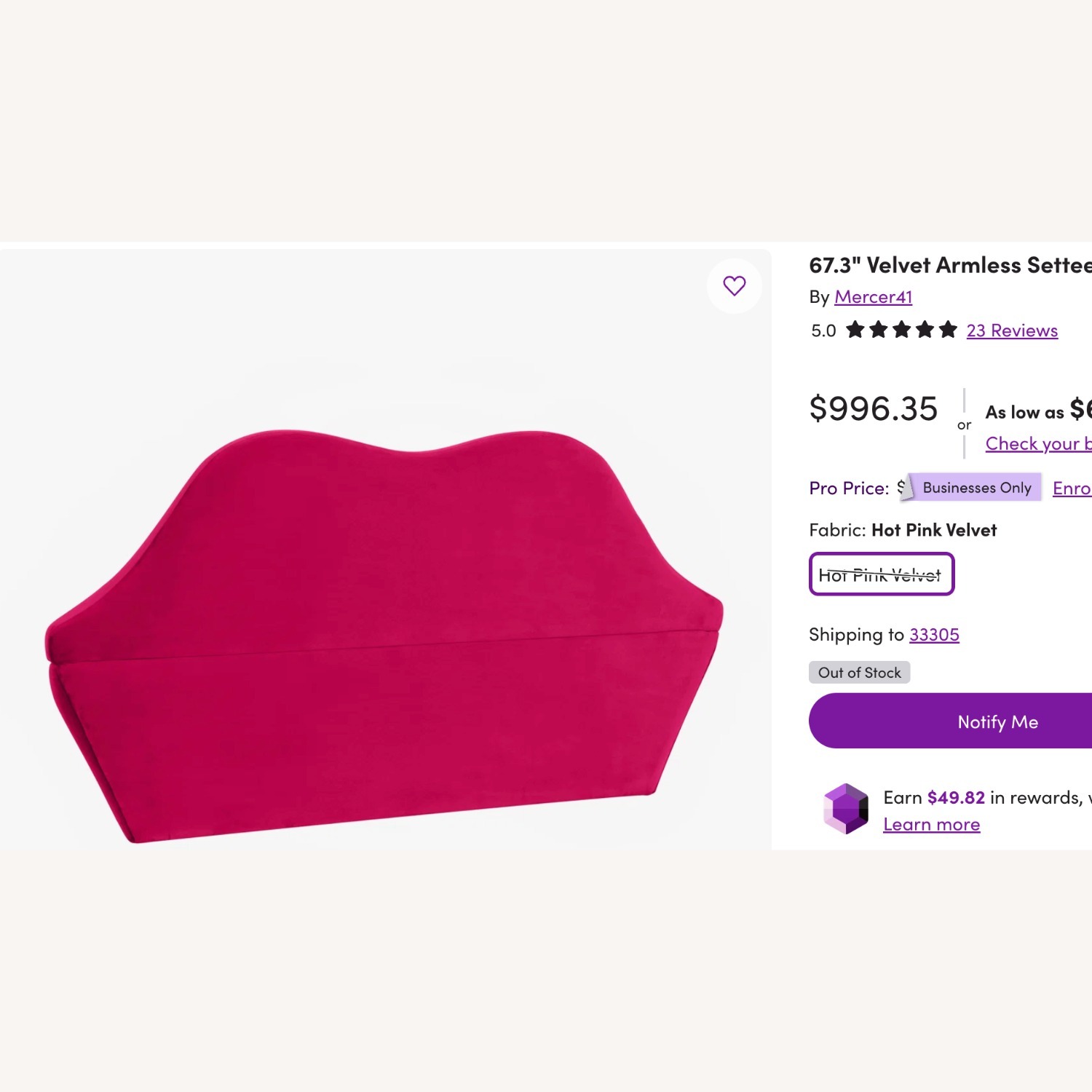 Wayfair Pink Velvet Loveseat - image-4