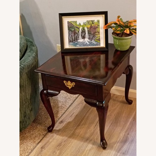 Used Broyhill Furniture Dark Brown Wood Side Table for sale on AptDeco