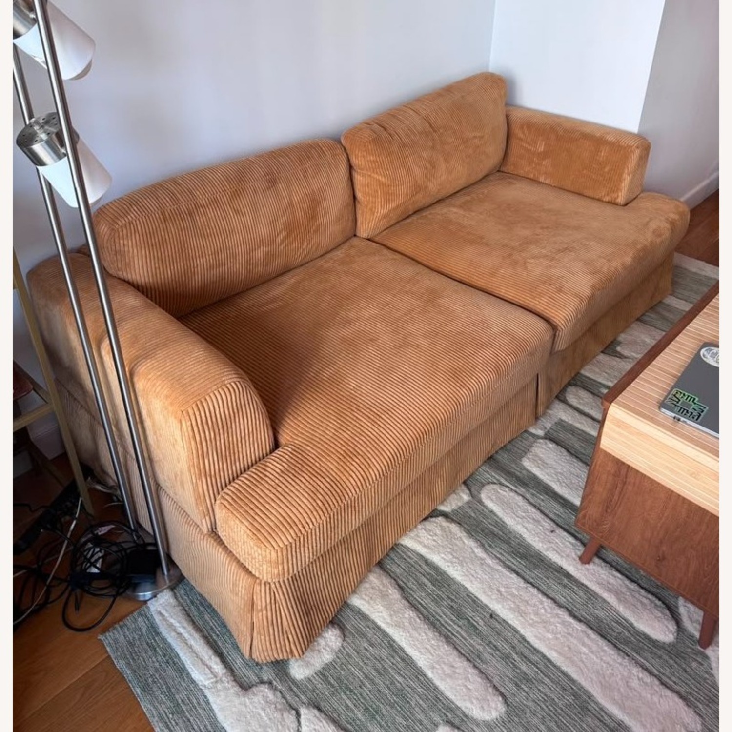 Wade Logan Yellow Corduroy 3 Seater Sofa - image-3