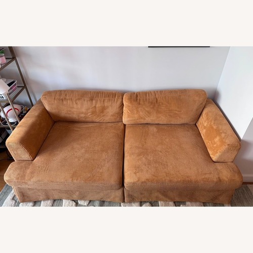 Used Wade Logan Yellow Corduroy 3 Seater Sofa for sale on AptDeco