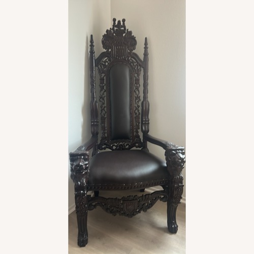 Used Mahogany Wood Hand Carved King Chair  for sale on AptDeco