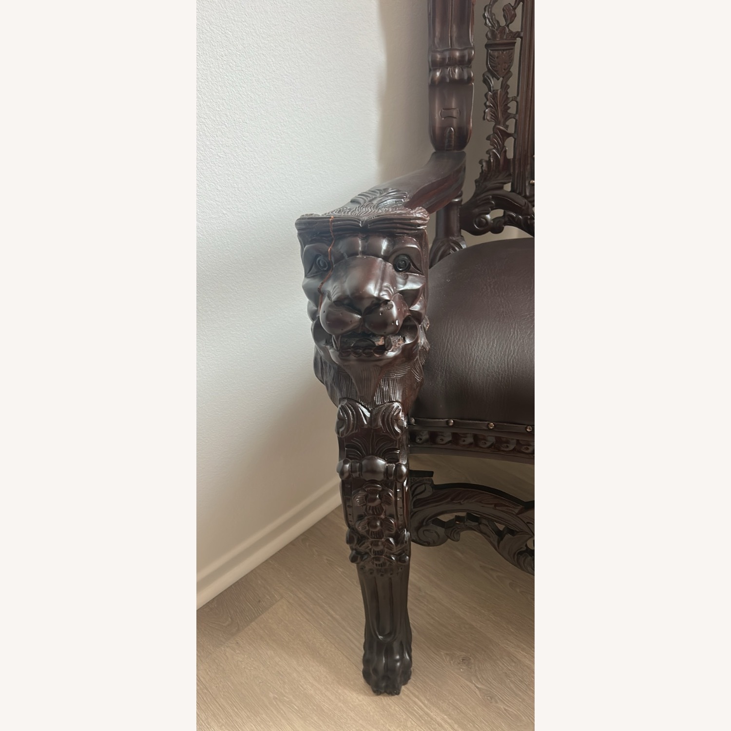 Mahogany Wood Hand Carved King Chair  - image-2