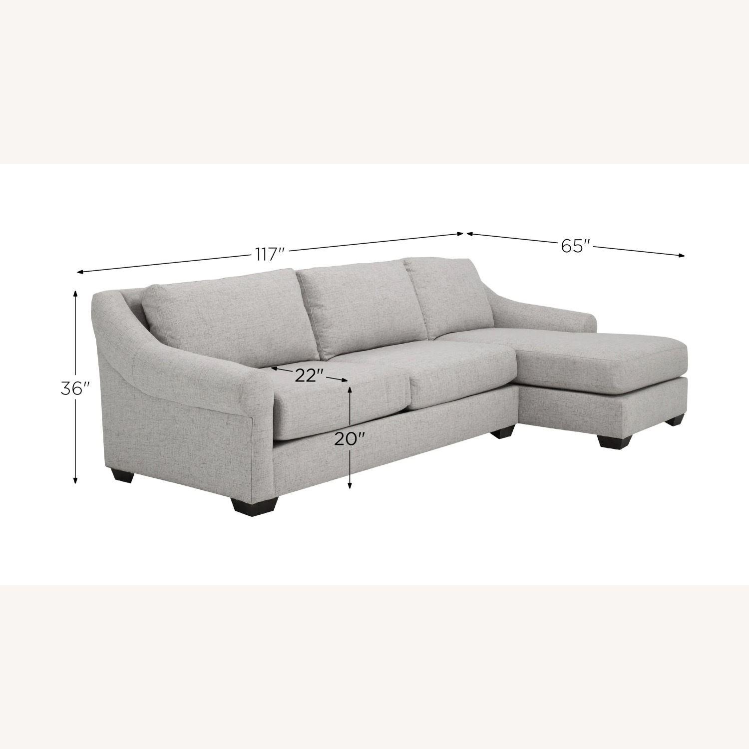 Raymour & Flanigan Thatcher White Fabric 2 Piece Sectional - image-4