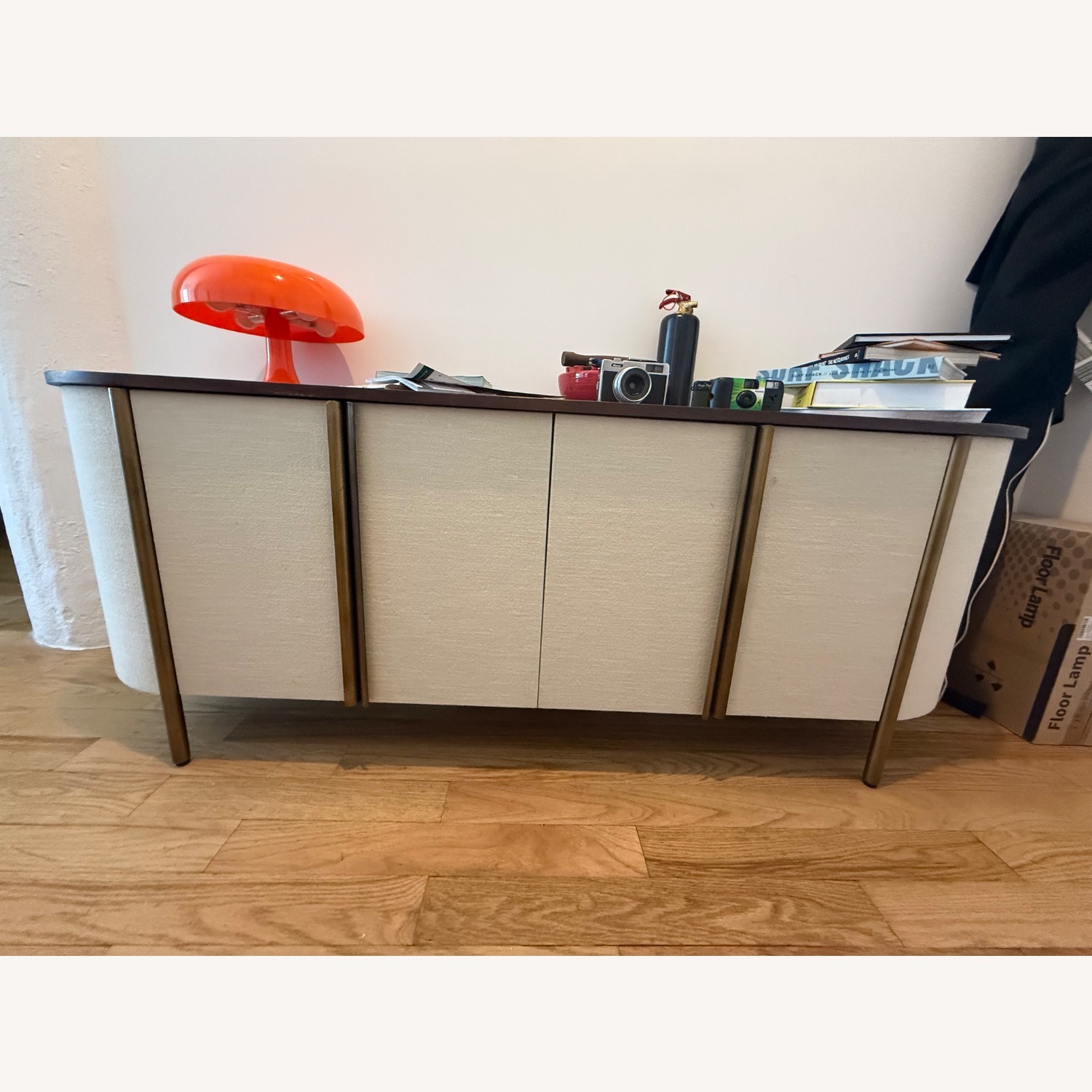 Crate & Barrel Dark Wood Media Storage Avedore 64” - image-2