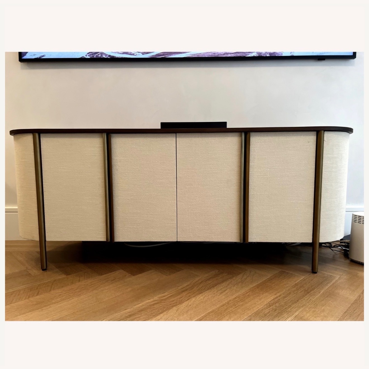 Crate & Barrel Dark Wood Media Storage Avedore 64” - image-1