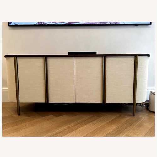 Used Crate & Barrel Dark Wood Media Storage Avedore 64” for sale on AptDeco
