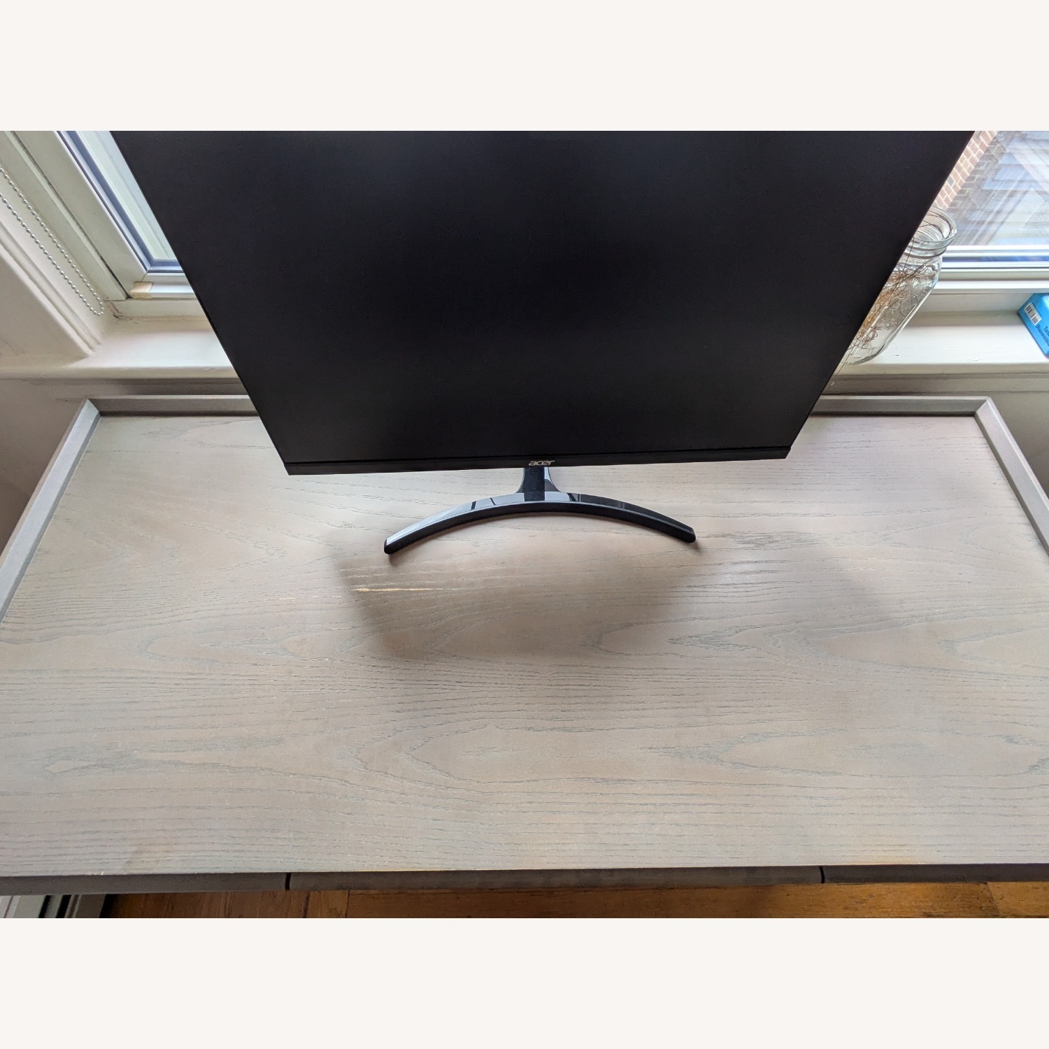 Crate & Barrel Tate Desk W Outlets, Stone Gray - image-4