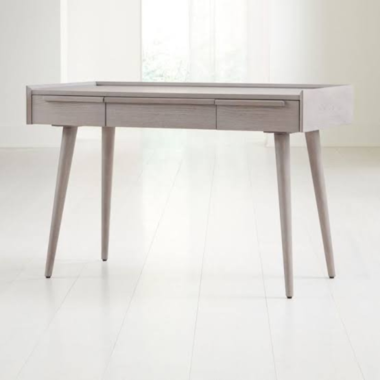 Crate & Barrel Tate Desk W Outlets, Stone Gray - image-1