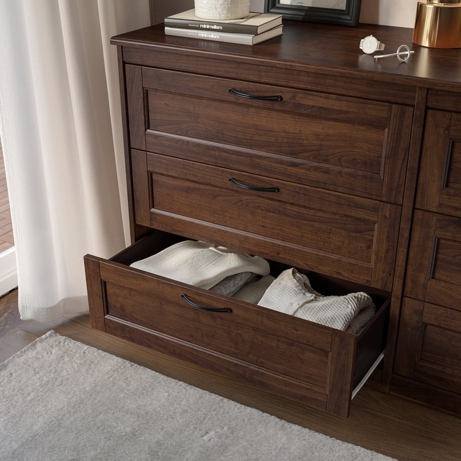 IKEA SONGESAND Dark Brown Wood Dresser - image-3