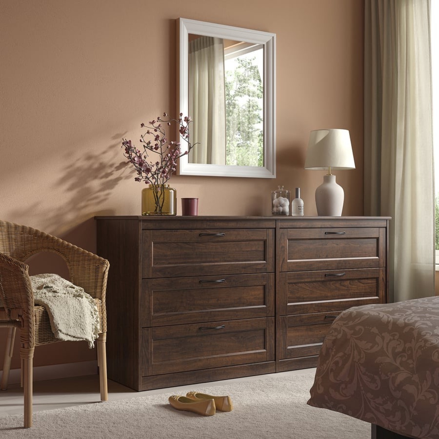 IKEA SONGESAND Dark Brown Wood Dresser - image-1