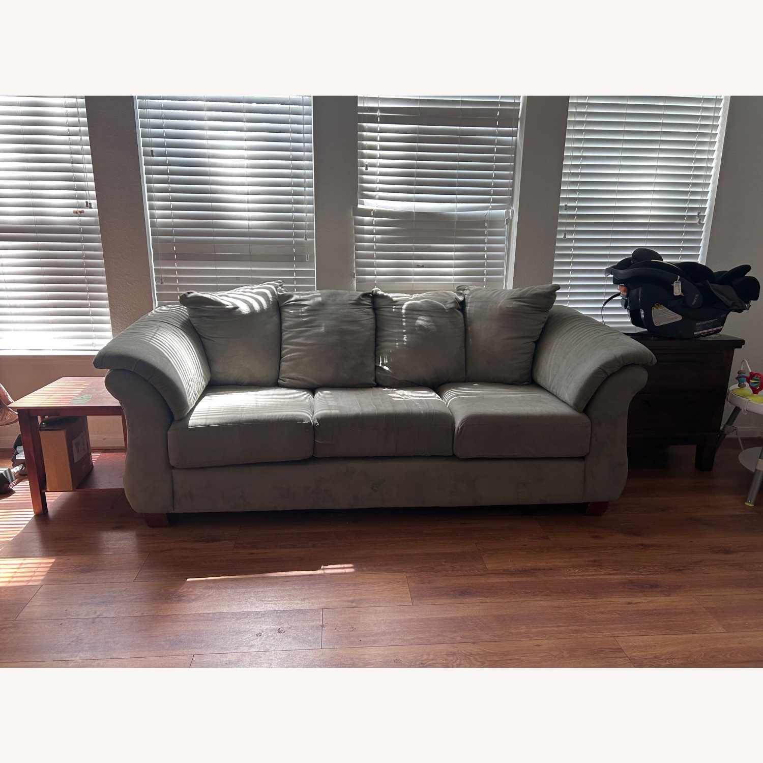 Amazon Green Suede 3+ Seater Sofa - image-2