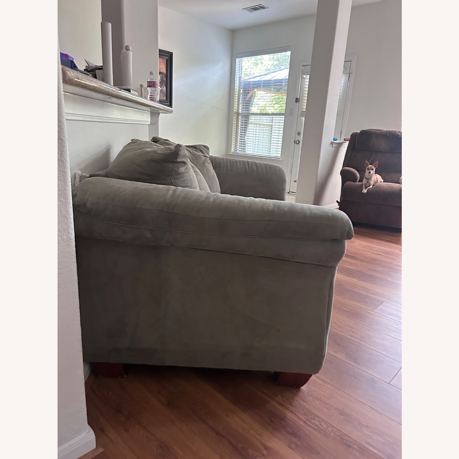 Amazon Green Suede 3+ Seater Sofa - image-5