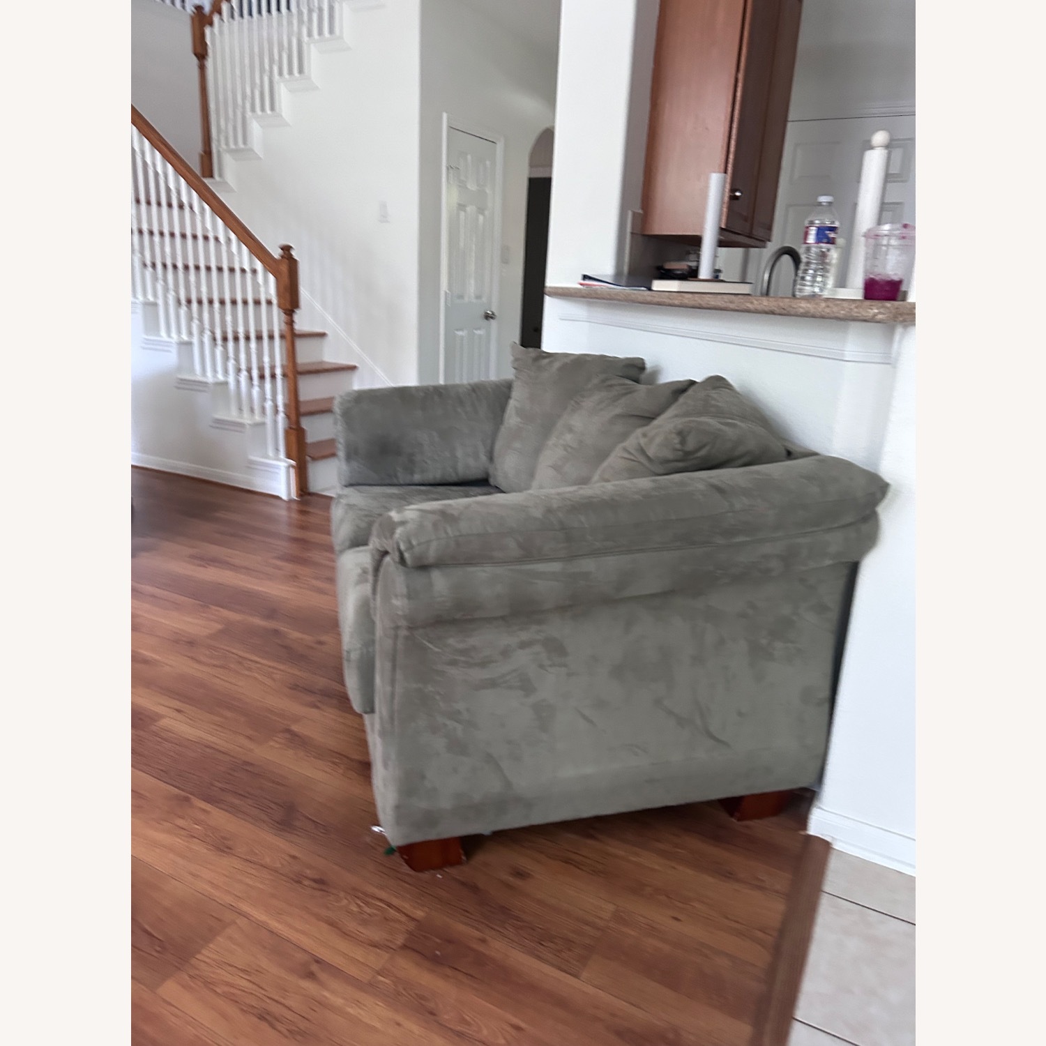 Amazon Green Suede 3+ Seater Sofa - image-4