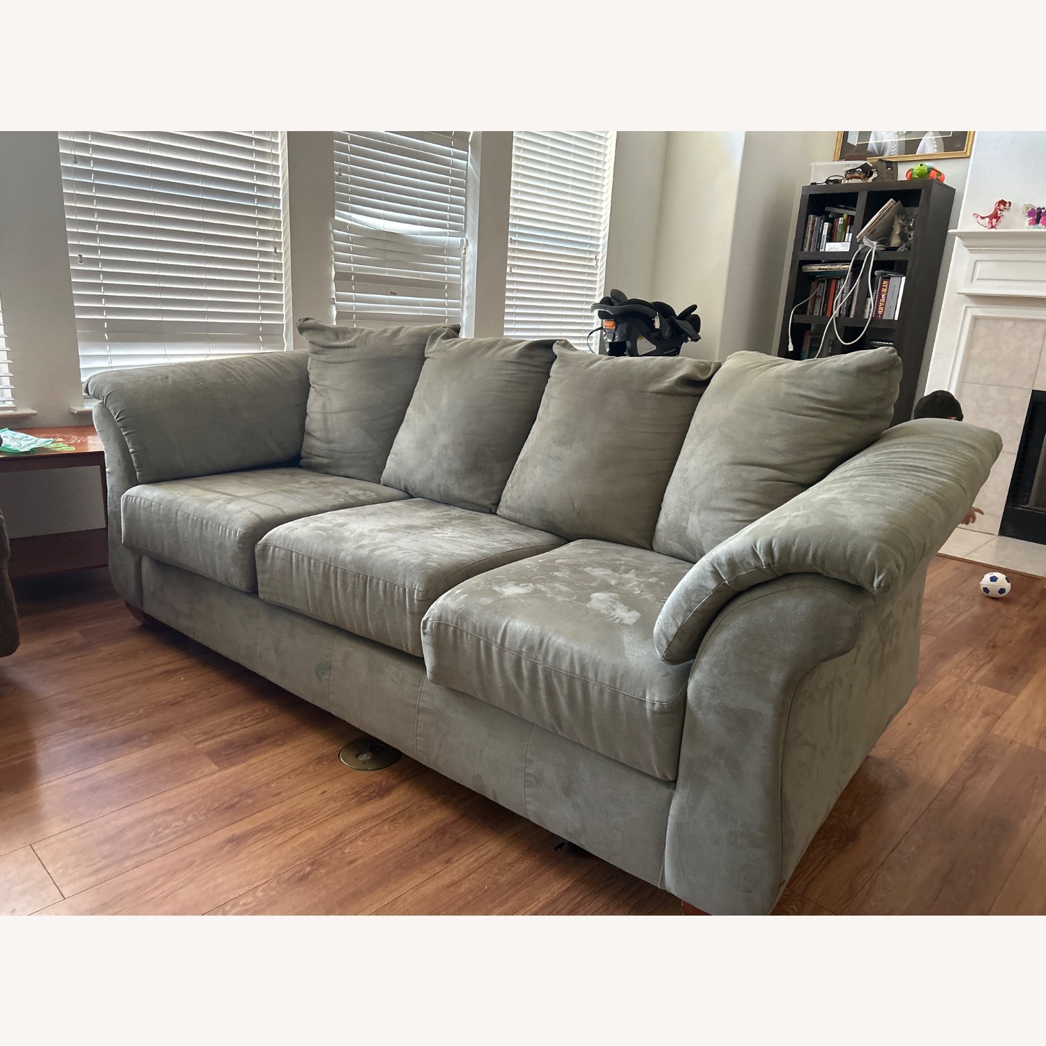 Amazon Green Suede 3+ Seater Sofa - image-3