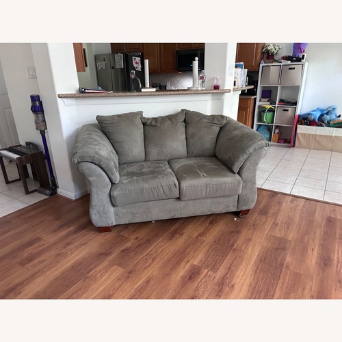 Used Amazon Green Suede Loveseat for sale on AptDeco
