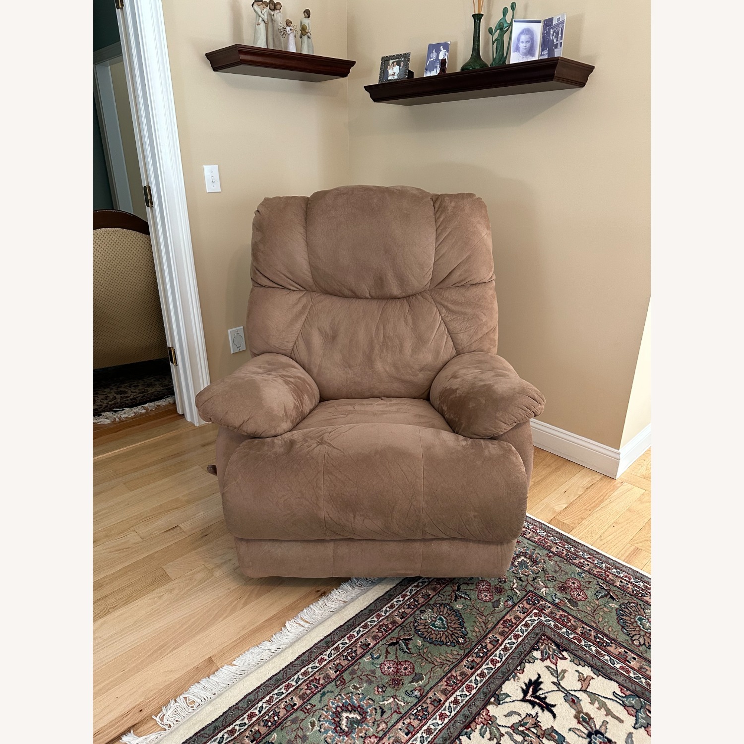 Light Brown Fabric Recliner - image-3