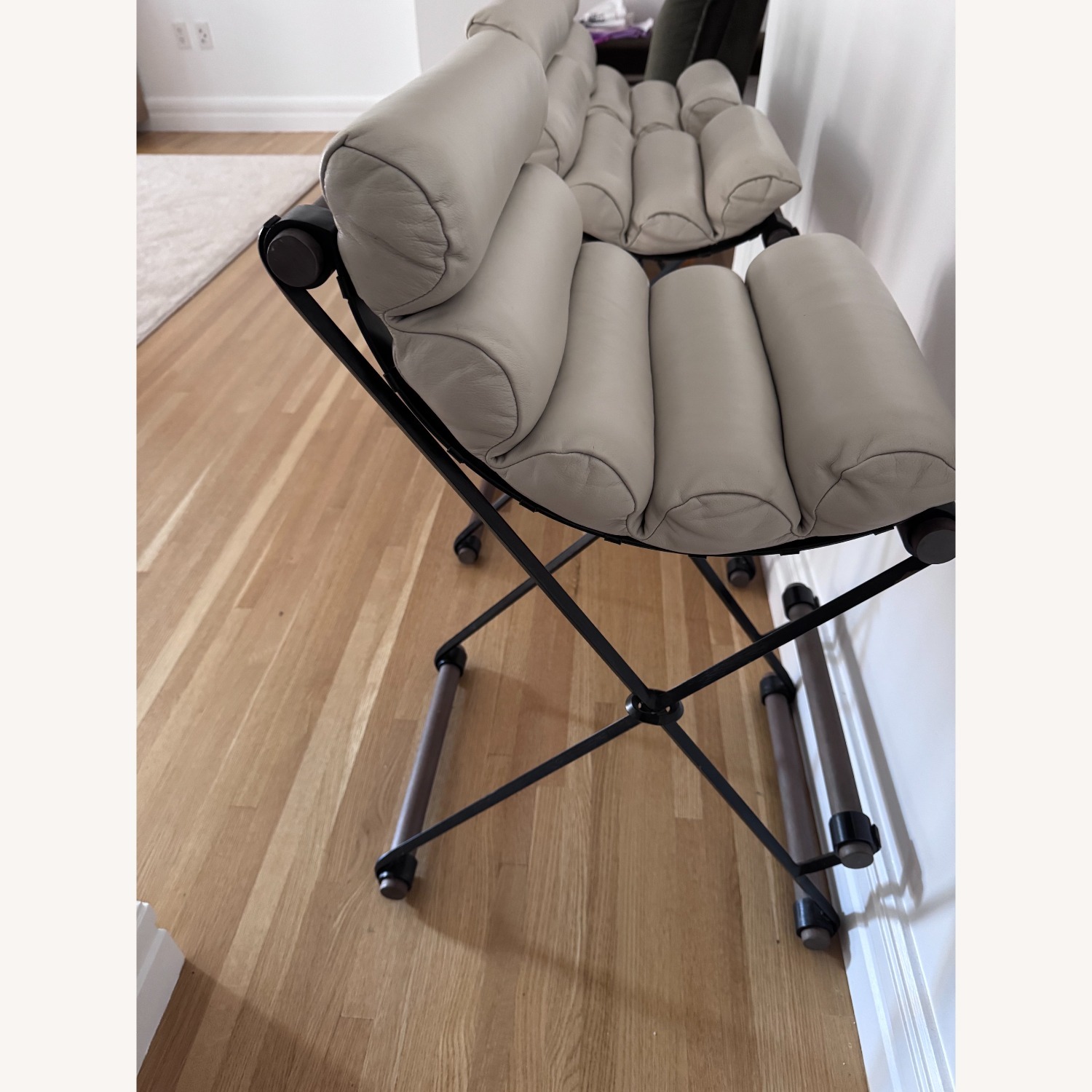 Thomas Hayes Light Gray Leather Stools - image-4
