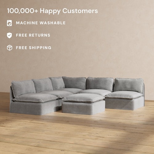 Used Anabei Light Gray Fabric 3+ Piece Sectional for sale on AptDeco