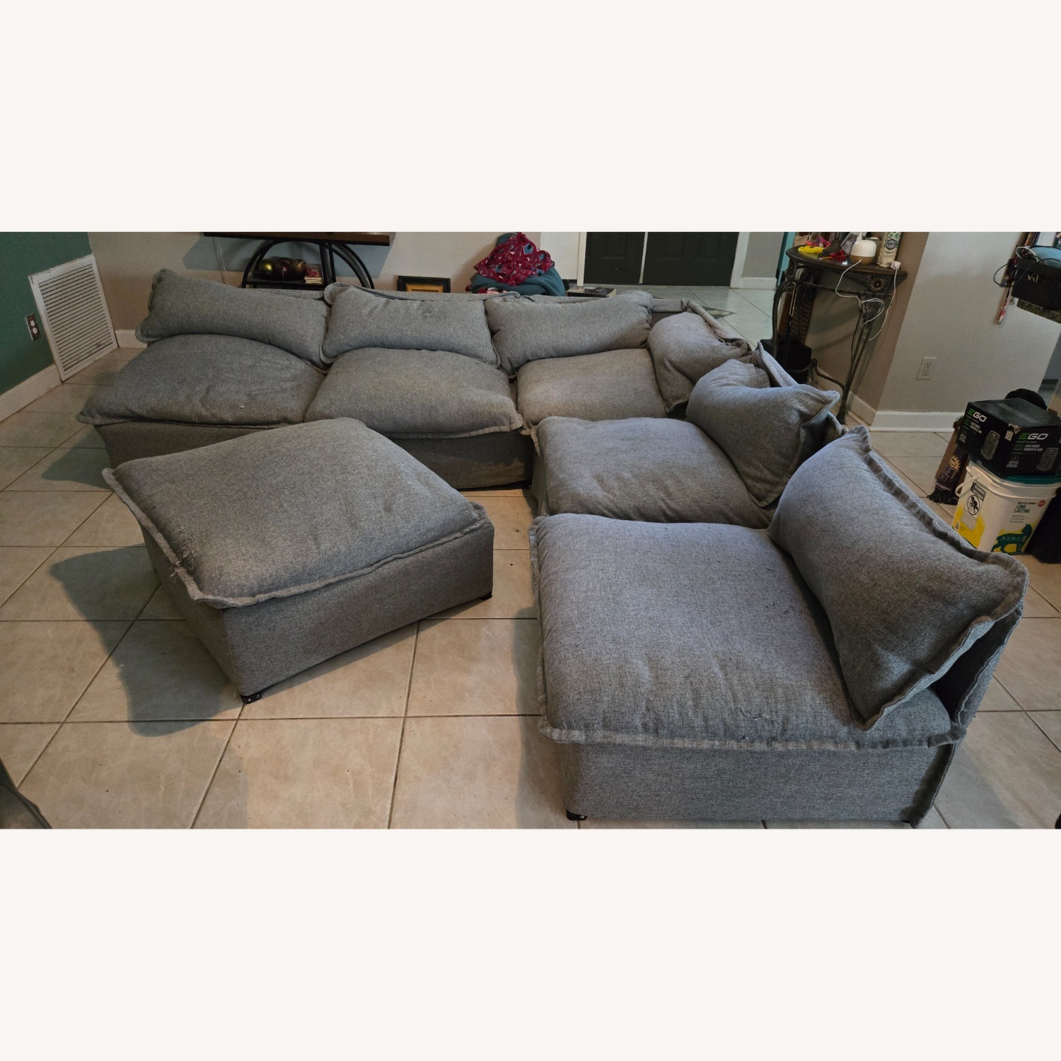 Anabei Light Gray Fabric 3+ Piece Sectional - image-5