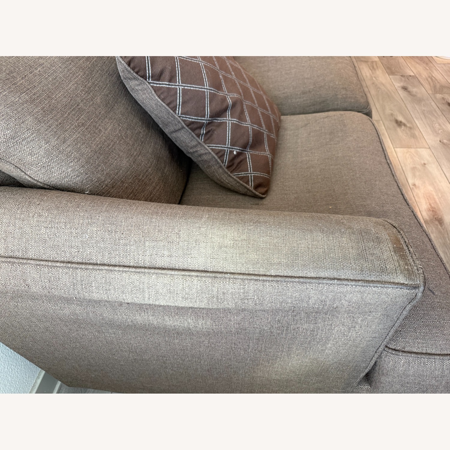 Dark Brown Fabric 3+ Seater Sofa - image-3
