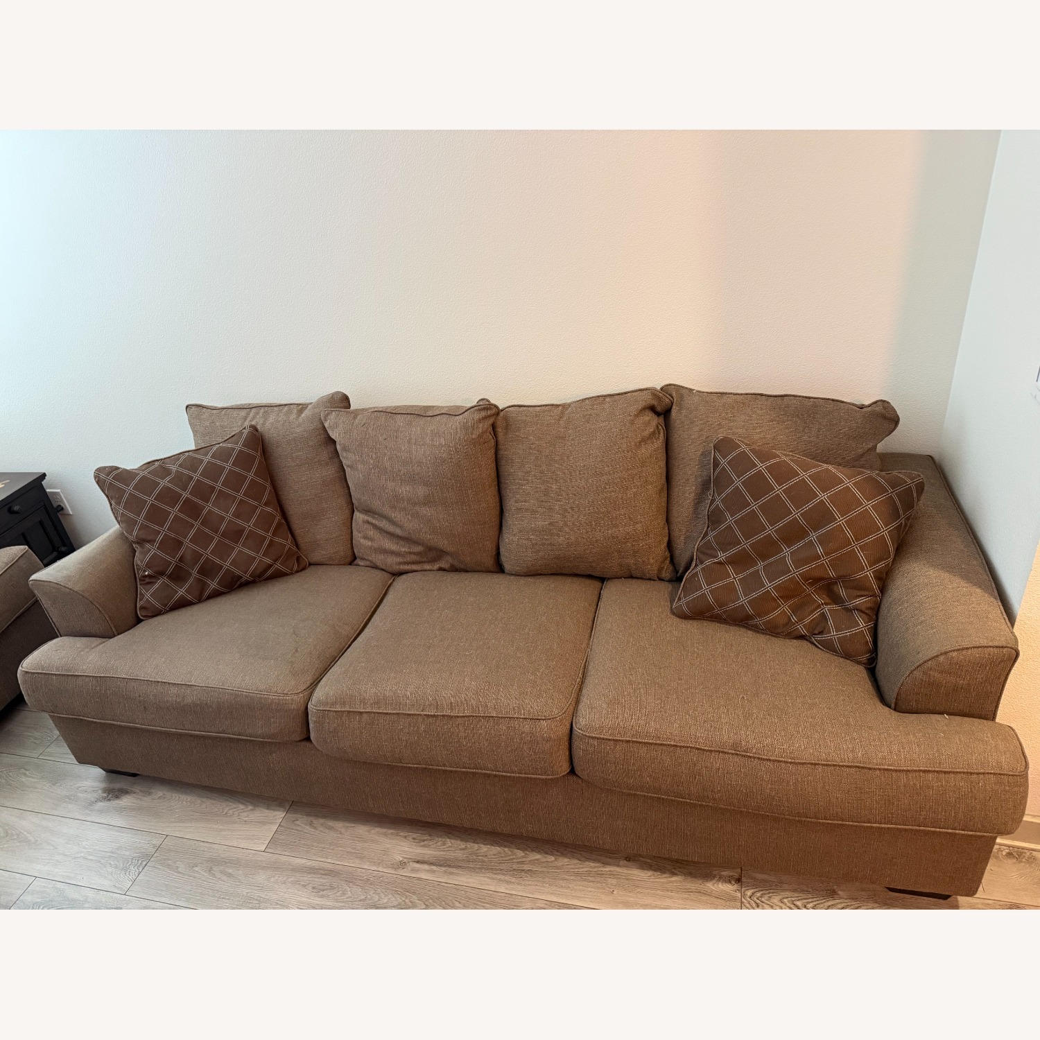Dark Brown Fabric 3+ Seater Sofa - image-1