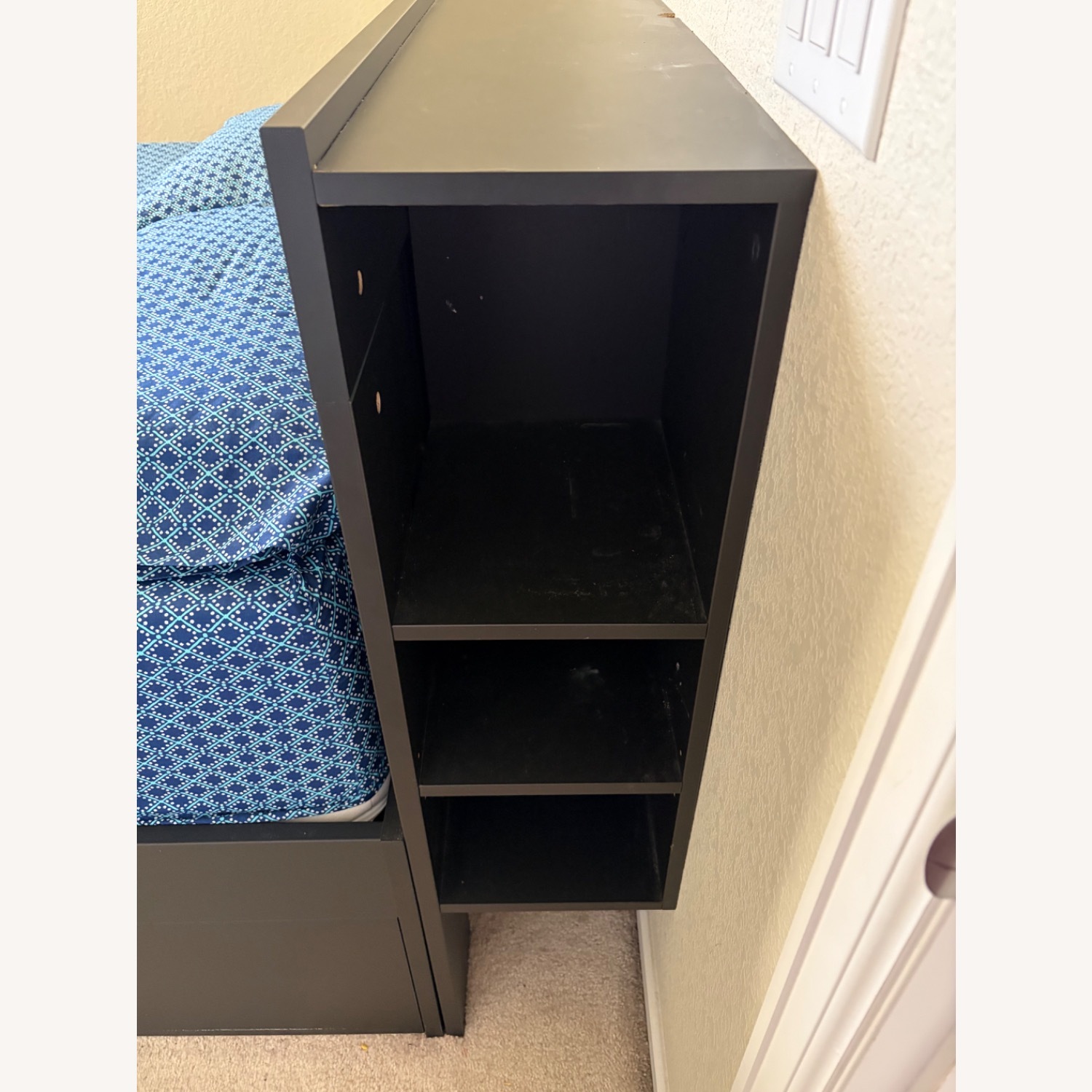 Black Wood Queen Bed - image-11