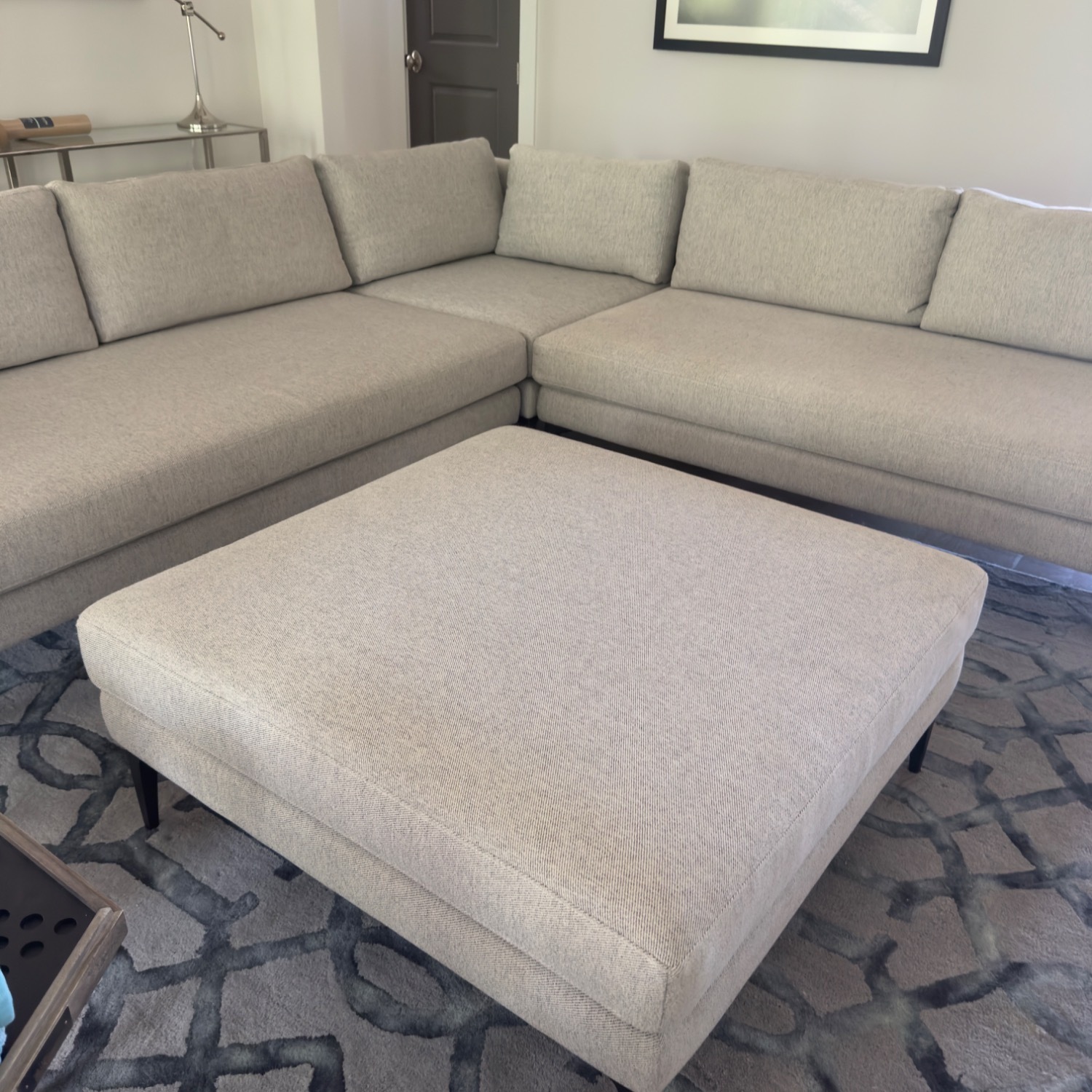 West Elm Andes 3 pc L Shape Sectional/Ottoman - image-1