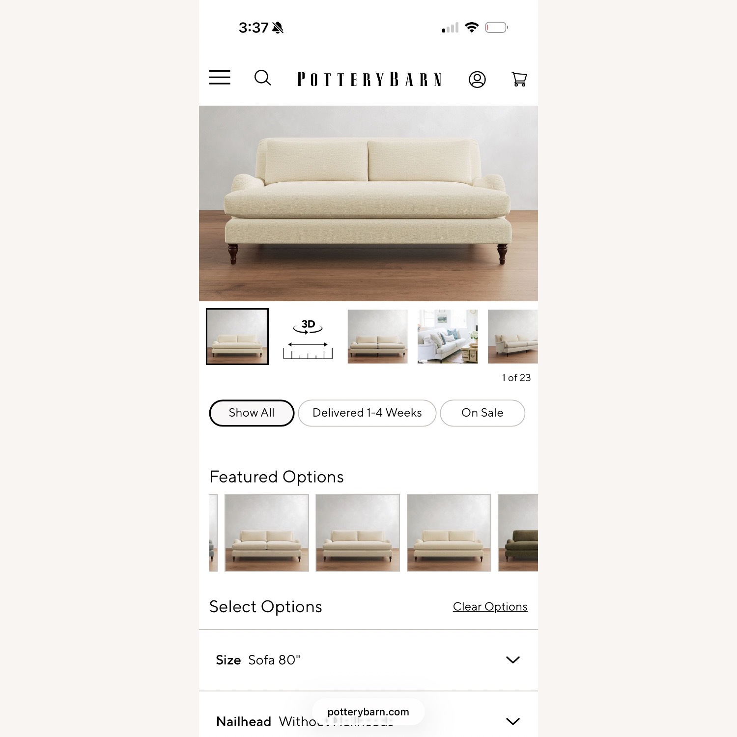 Pottery Barn Carlisle 2 Seater Sofa - image-1