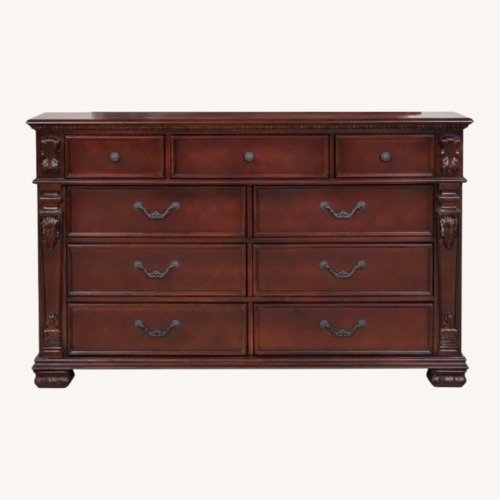 Used Dark Cherry Wood Dresser with LED for sale on AptDeco