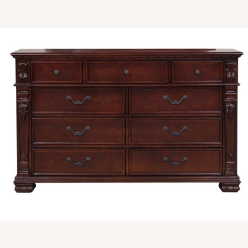 Used Dark Cherry Wood Dresser with LED for sale on AptDeco