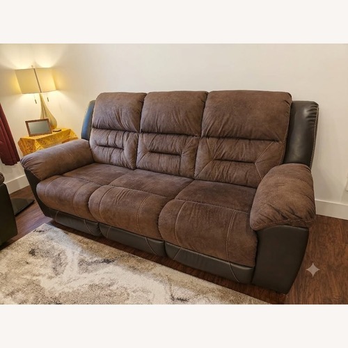 Used Ashley Furniture Earhart Dark Brown Fabric 3+ Seater Sofa for sale on AptDeco