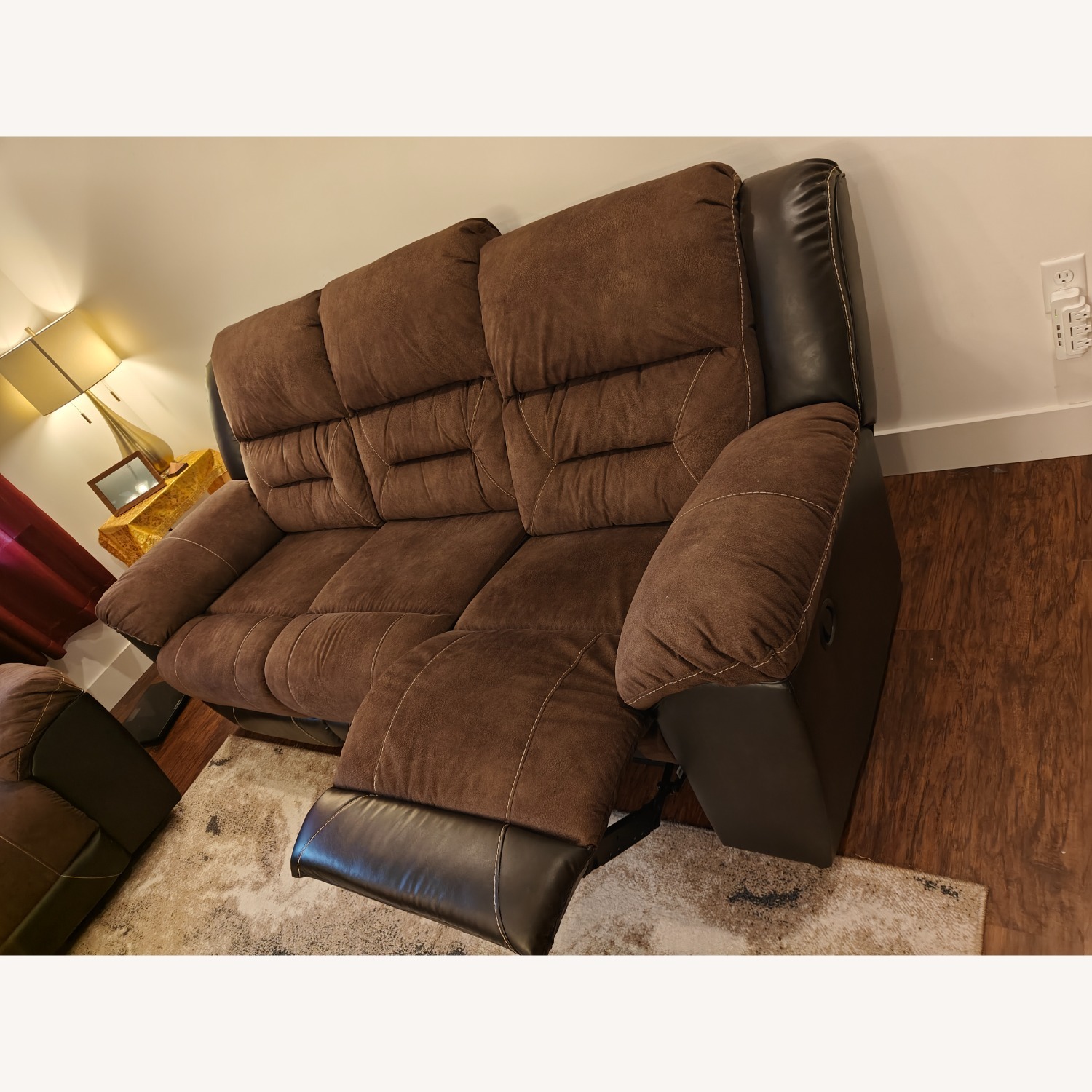 Ashley Furniture Earhart Dark Brown Fabric 3+ Seater Sofa - image-2