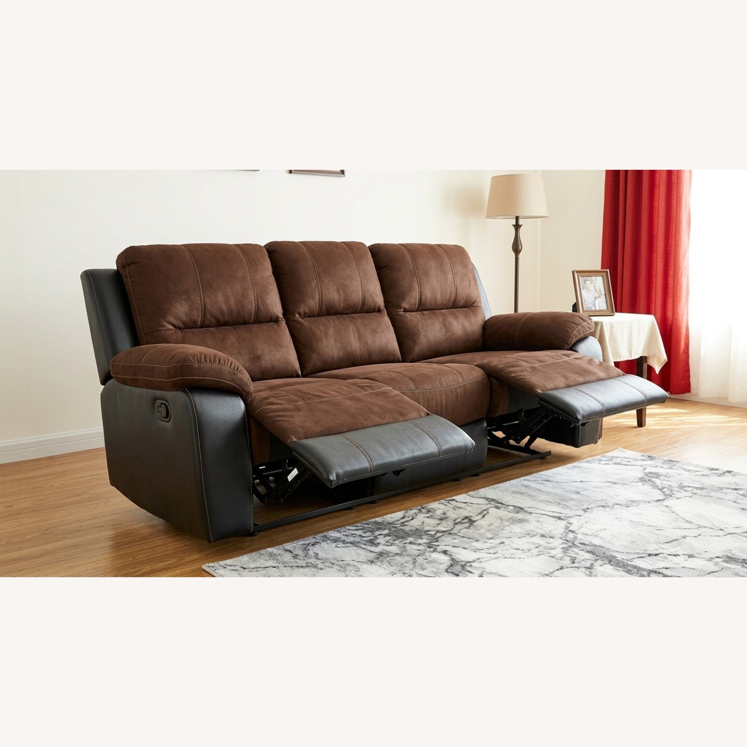 Ashley Furniture Earhart Dark Brown Fabric 3+ Seater Sofa - image-3