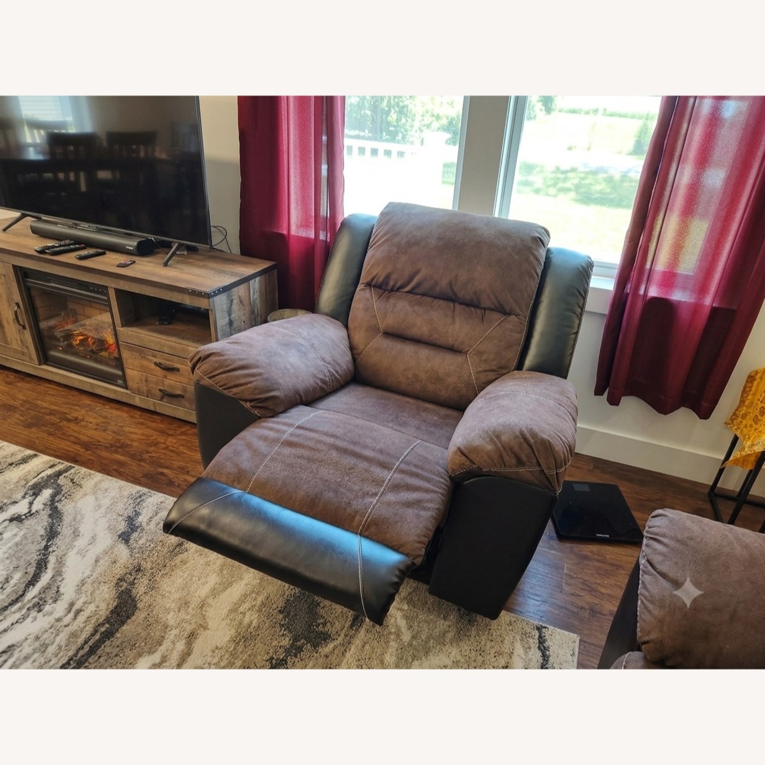 Ashley Furniture Earhart Dark Brown Fabric Recliner - image-3