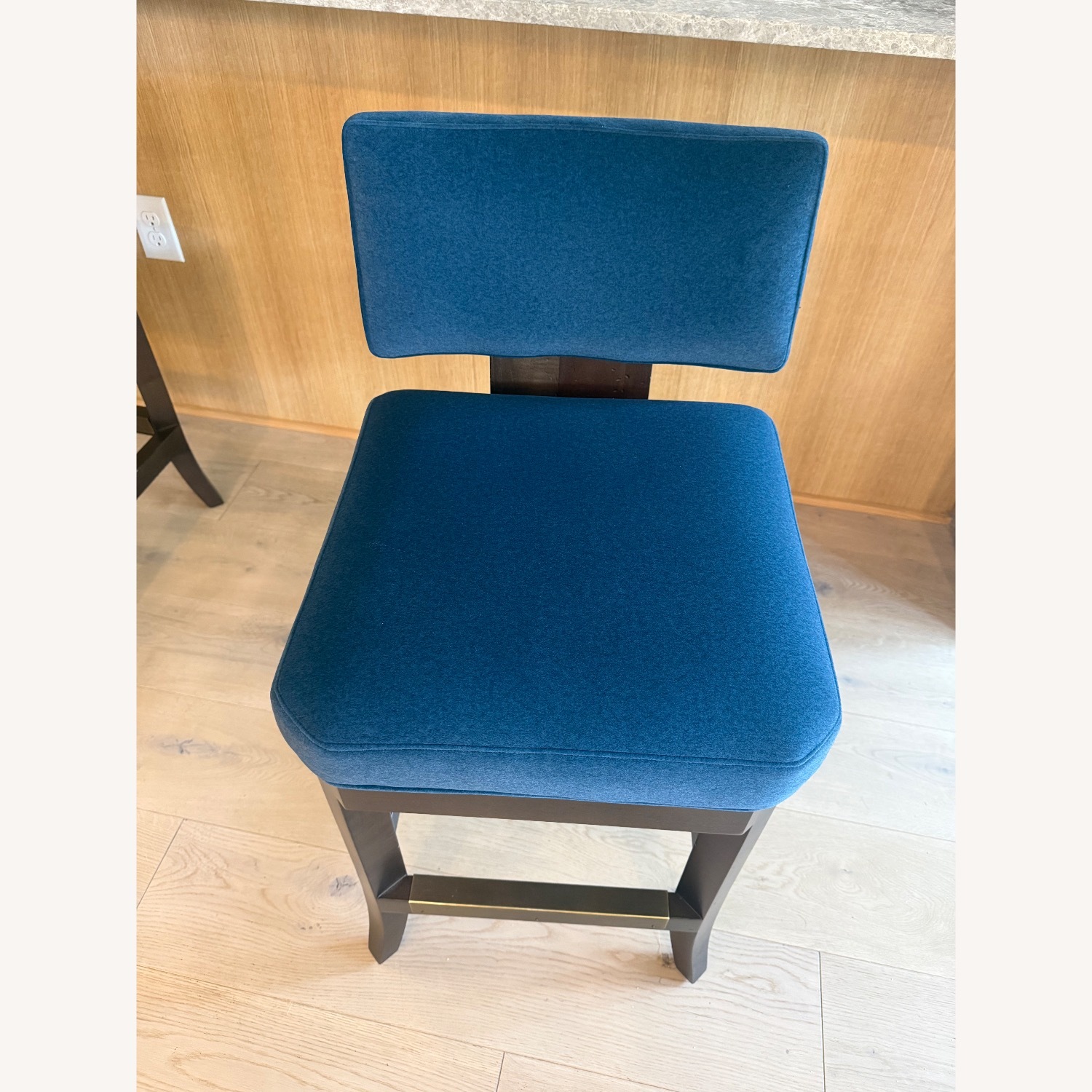 Wesley Hall Blue & Dark Wood Swivel Counter Stools - image-5