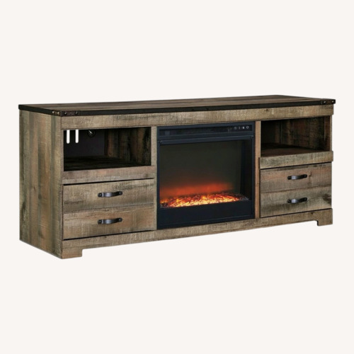 Used Ashley Furniture Trinell TV Stand with Electric Fireplace for sale on AptDeco