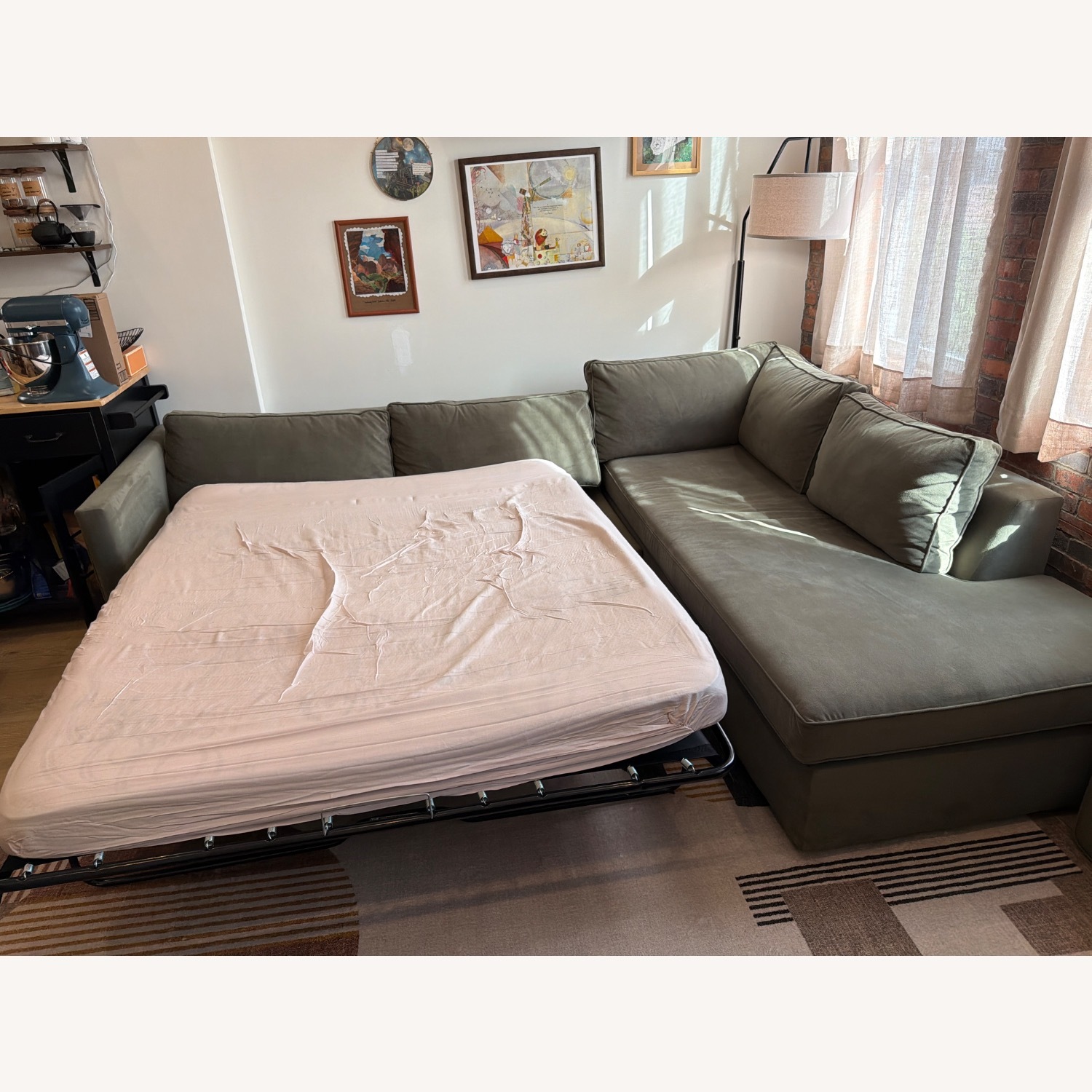 West Elm Harris Green Velvet Sleeper Sofa - image-4
