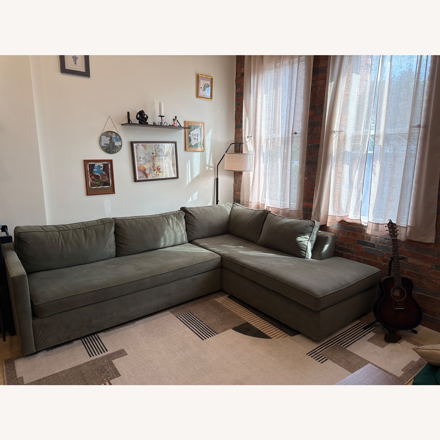 West Elm Harris Green Velvet Sleeper Sofa - image-1