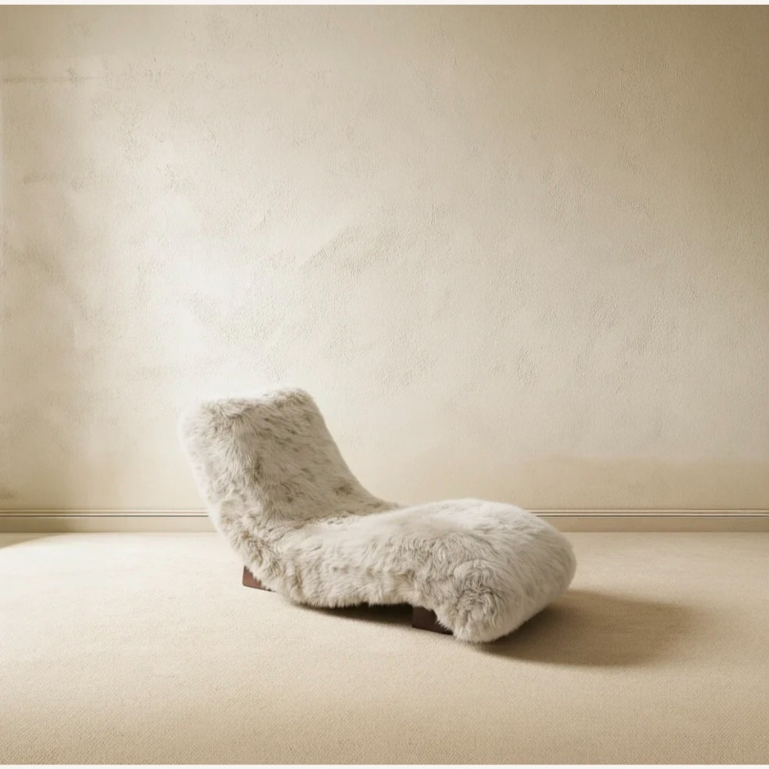 Beige Sheep's Fur Sala Terra Chaise Lounge - image-2