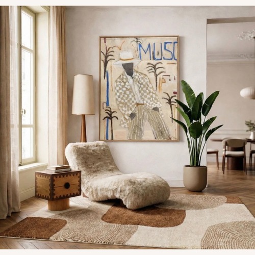 Used Beige Sheep's Fur Sala Terra Chaise Lounge for sale on AptDeco