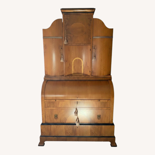 Used Biedermeier Reproduction Dark Brown Wood Armoire for sale on AptDeco