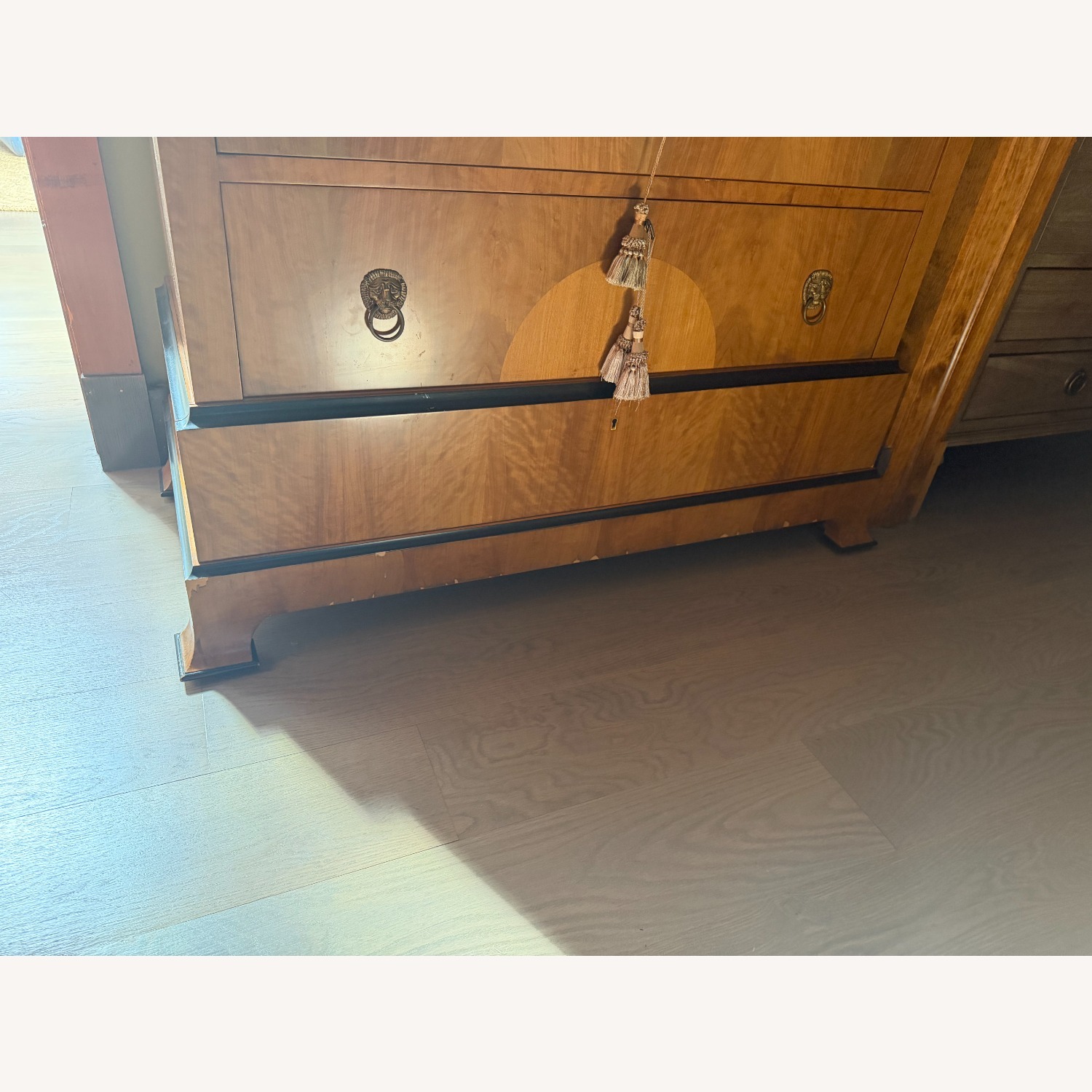Biedermeier Reproduction Dark Brown Wood Armoire - image-3
