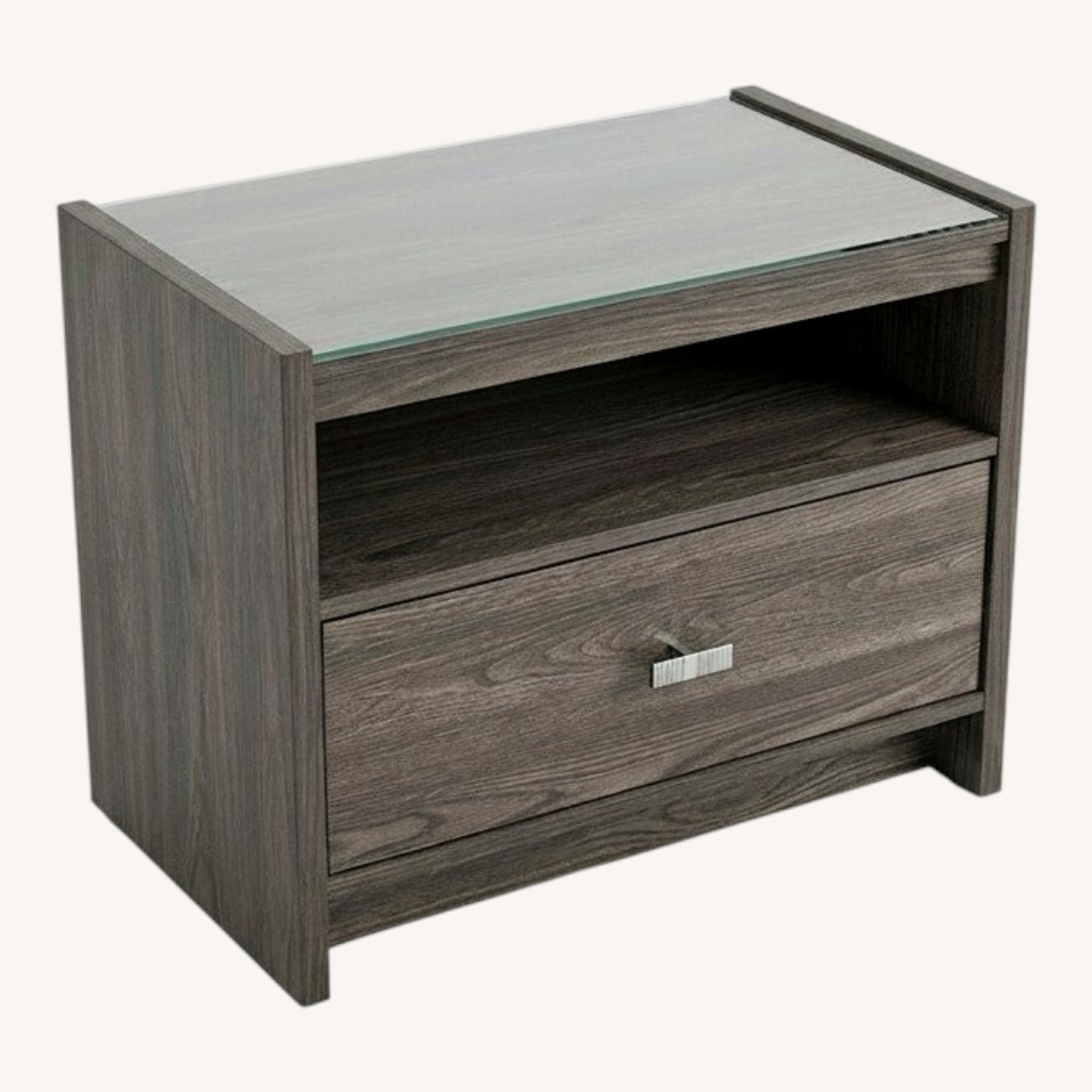 Value City Furniture Dark Brown Wood Nightstand With Glass Top - image-0