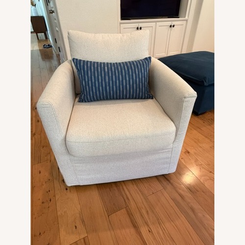 Used Vintage/Antique White Fabric Armchair for sale on AptDeco