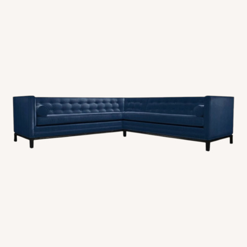 Used Jonathan Adler Lampert Blue Fabric 2 Piece Sectional for sale on AptDeco