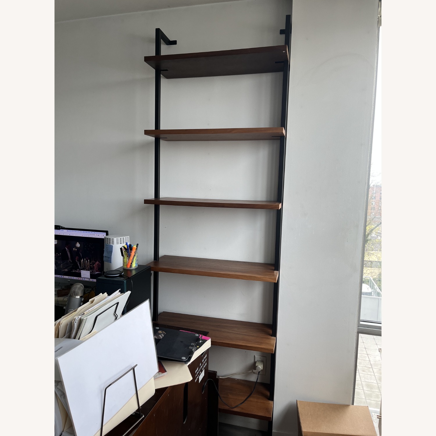 CB2 Helix Dark Brown Wood Bookcase - image-1